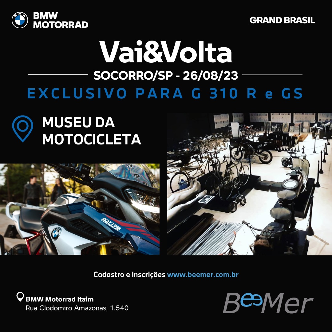 PRÉ RESERVA - PASSEIO EXCLUSIVO PARA G 310 GS e R . Museu da Motocicleta . Socorro SP